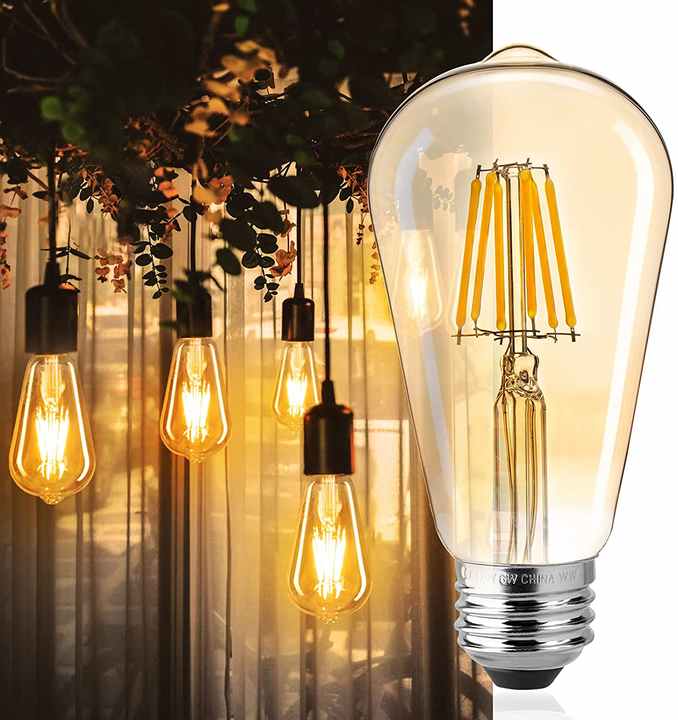 High Brightness Dimmable Vintage Clear/Amber E26/E27 4W/6W/8W/10W ST19 ST21 ST58 ST64 Decorative LED Filament Bulb